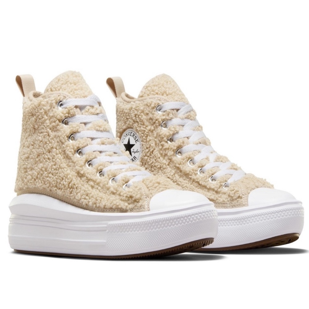 Converse Women's Textured Cream High-Tops Size 6